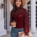 Zeagoo Lace Tops  with Separable Camisole Sexy Blouses Shirts 2 PCS Set