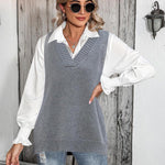 Zeagoo Sweater Vest Women Sleeveless V Neck Oversized Pullover