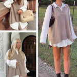 Zeagoo Sweater Vest Women Sleeveless V Neck Oversized Pullover