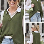 Zeagoo Sweater Vest Women Sleeveless V Neck Oversized Pullover