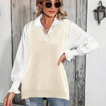 Zeagoo Sweater Vest Women Sleeveless V Neck Oversized Pullover