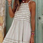 Zeagoo Women's Casual Loose Long Beach Dresses Vintage Striped Print Patchwork Maxi Dress