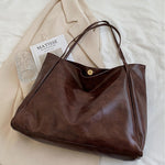 Large-capacity soft leather shoulder bucket bag