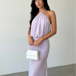 Lavender Flowy Chiffon Slim Fit Maxi Dress