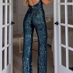 Halter neck sequin party  jumpsuit