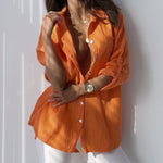 Zeagoo Solid Loose Single breasted Full Pull Long Sleeve Blouse Polo Pocket Tops
