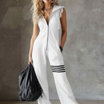 Giada™ | Retro Hooded Sports Jumpsuit with Stripes