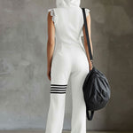 Giada™ | Retro Hooded Sports Jumpsuit with Stripes