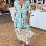 Claire Bishop | Chic Floral V-Neck Midi Dress For Women