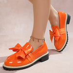 Velmira Gloss Bow Platform Loafers