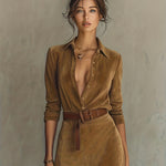 DJANNA - SINGLE-BREASTED BELTED DRESS