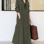 Zeagoo Women's Beach Casual Solid Color Loose Temperament Long Shirt Dress