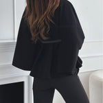 Women's solid color belted wool blend cape coat