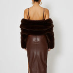 Brown Leather Strappy Midi Dress