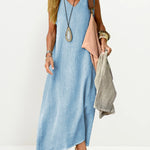 Zeagoo Women's Casual Sleeveless Dress Solid V Neck Tank Long Dresses Plain Simple Beach Sundress Cover Ups