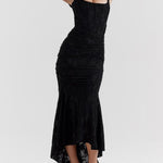 Black bell floral maxi dress