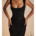 Black bell floral maxi dress