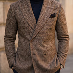 Simon Houndstooth Tweed Double-Breasted Blazer