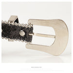 Trendy and unique rhinestone buckle women's belt