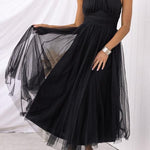 Fairy Vibes Tulle Gathered Detail Halter Maxi Dress