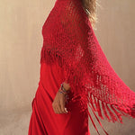 Zeagoo Women's Dolman Sleeve Fringe Knit Sweater Pullover Cape Shawl Blouse