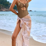 Solid Color One-piece Swimsuit & Skirt Set