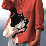 Evie | Decorative Pattern of French Bulldog Wearing Sunglasses On Red Background Casual Shirt
