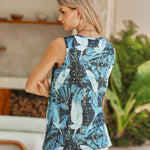 Zeagoo Floral Print Sleeveless T Shirts Loose Fit Summer Tunic Blouse