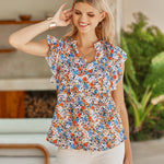 Zeagoo Women's Casual Print Ruffle Sleeve Summer Tops