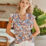 Zeagoo Women's Casual Print Ruffle Sleeve Summer Tops