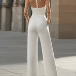 ARAMINTA | PEARL-EMBELLISHED WHITE JUMPSUIT