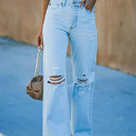 Alessia Moretti | Distressed Wide Leg Jeans For Women