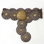 Black Faux Leather Gold Tone Concho Bohemian Waist Belt
