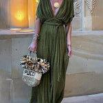 Kimono Draped Braids Cover Up Slit Maxi Dress