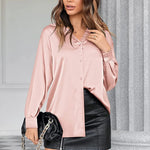 Satin Silk V-Neck Shirt - Zeagoo (Us Only)