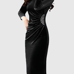 LILLO | VELVET SLIT RUCHED DRESS