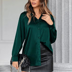 Satin Silk V-Neck Shirt - Zeagoo (Us Only)