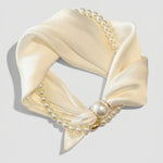 Chic Ivory Solid Satin-Feel Square Timeless Fashion Scarf