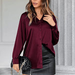 Satin Silk V-Neck Shirt - Zeagoo (Us Only)