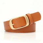 Camel Faux Leather Gold Buckle Classic Casual Belt