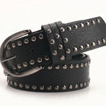Black PU Leather Gunmetal Studded Punk Belt