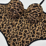 Sexy Leopard Print Corset Style Bust Crop Top