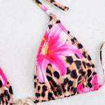 Leopard And Pink Cutout One-Piece Swimsuit With Gold Ring