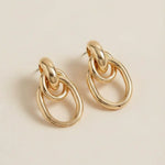 Gold Interlocking Link Drop Earrings