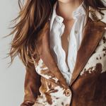 Women’s Vintage Cow Print Eco Friendly Blazer