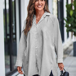 Zeagoo Long Cuffed Sleeve Shirts Button Down V Neck Blouse Loose Fitting Tops