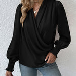 Zeagoo Elegant V-neck Lantern Sleeve Blouse Temperament Solid Color Shirt for Women Casual Work Office Loose Fit 2026 | Under $40