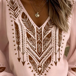 Puff Sleeve V-Neck Blouse Loose Fit