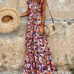 Zeagoo Women's Bohemian Floral Print Daily Holiday Going out V Neck Sleeveless Dress