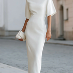 Boat Neck Midi-length Fitted Dress